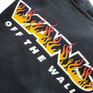 Vans Off The Wall Classic Black Sweatshirt Hoodie Up In Flames Pullover Size M